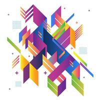Abstract geometric composition design with colorful gradient background vector