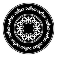Traditional round pattern of Kazakh. Ancient Turkic ornaments. Traditions of Kazakhstan. Yurt. House of nomads. Round national pattern of the peoples of the great steppe. Decorative art of nomads. vector