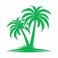 Green Palm Tree. Palm trees silhouettes. Palm Trees isolated on White Background vector