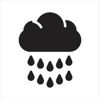 Rain Cloud Icon, Minimalist Black and White Weather Icon in Simple Flat Design vector