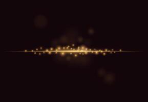 Abstract golden beam on dark background with glare. Golden glow effect. vector