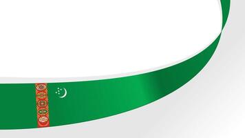 wavy Turkmenistan flag background with copy space for text. Turkmenistan independence day vector