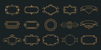 Set of Elegant Vintage Frame and Border Designs in Gold Outline Style vector