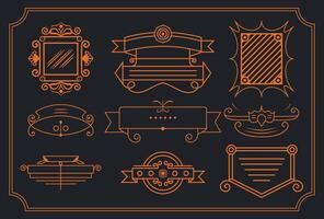 Elegant Design of Vintage Frame and Border set in Brass Color Outline Style vector
