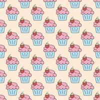 Seamless pattern with muffin with berries vector