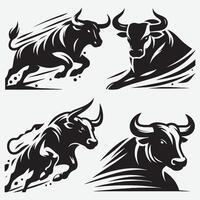 High-quality Bull Silhouette Illustrations for Distinctive Branding Projects vector