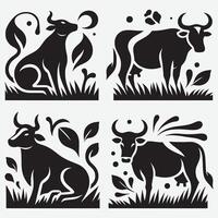 Unique Cow Silhouette Clip Art for Distinctive Graphic Presentations vector