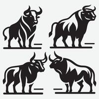 Creative Bold Bull Line Art Illustrations for Diverse Applications vector
