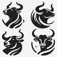 Clean Bull Head Logo Collection for Unique Branding and Icon Design vector