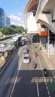 Jakarta, September 5 2024. Very congested traffic in the morning on Jalan MT Haryono, Cawang. Traffic jams cannot be avoided because many office employees use cars to go to work. Office area. video