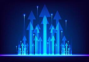 Abstract arrow on blue background. Light moving fast concept. Design for dark background technology line network fiber optic. vector