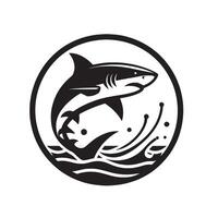 silhouette jump of shark on the circle vector