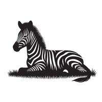 silhouette zebra lying on the grass vector