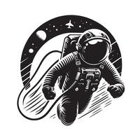 silhouette of astronaut in the space vector