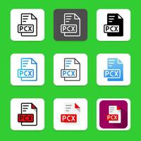 Set pcx data file icon. document file type, format symbol collection design. vector