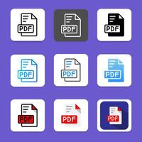 Set pdf document icons. file type symbols can be used for formats, documents and interfaces vector