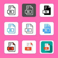 Set document file design icon. extension, format, files type. can be used for website, ui and mobile app. vector