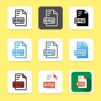 Set raw design icon format. file type, document, file format and extension. vector
