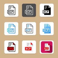 Set xcf icon format. symbol document file type, file format and archive vector