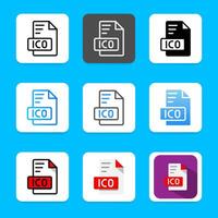 Set of ico file format icons, files type, document, extension and archive. vector