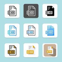 Set of exr file type icons, can be for format, extension, document and folder. vector