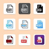 Set webp format document icon. can be used for file type, extension and archive. vector