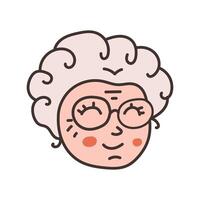 Old lady face with word. illustration on white background. vector