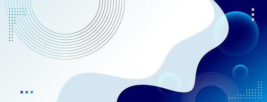 blue and white abstract fluid background with geometry element vector