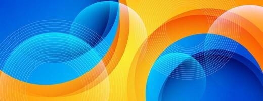 blue and orange abstract background with circles composition vector