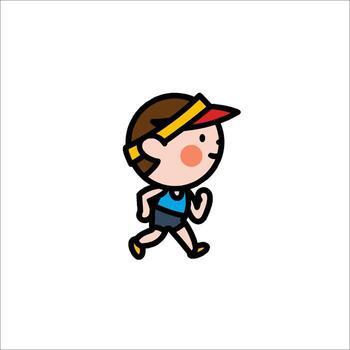 A cartoon character running with a cap on vector