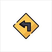 A yellow road sign with an arrow pointing left vector