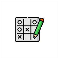 A tic tac toe game with a pencil and a square vector