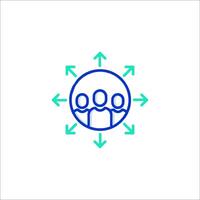 A group of people in a circle with arrows around them vector