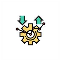 A gearwheel with arrows pointing up and down vector
