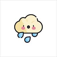 A cartoon cloud with a tear on it vector