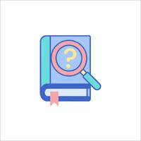 A book with a magnifying glass and question mark vector