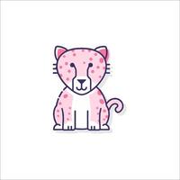 A pink leopard sitting on a white background vector