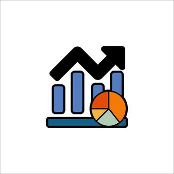 A pie chart and a graph on a white background vector