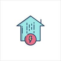 Electricity icon with lightning bolt inside a house vector