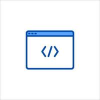 A computer screen with a code symbol on it vector
