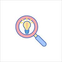 A magnifying glass with a light bulb inside vector