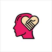 A person's head with a hand holding a heart vector