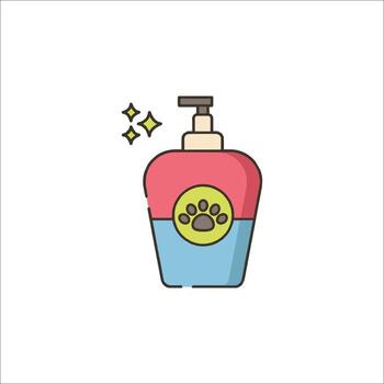 A colorful bottle of soap with a paw print on it vector