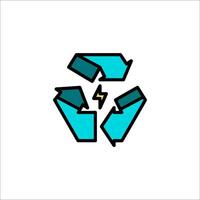 A recycling symbol with arrows and a lightning bolt vector
