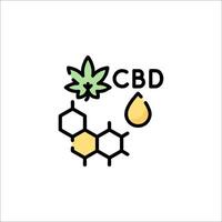 Cbd logo with a cannabis leaf and a molecule vector
