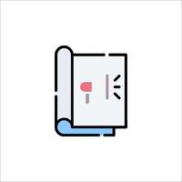 A book icon with a red arrow pointing to it vector