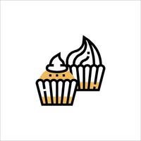 A cupcake icon with a frosting on top vector
