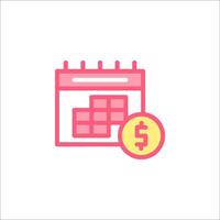 A calendar with dollar sign and a coin vector