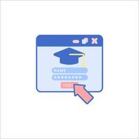 A graduation cap icon with a red arrow pointing to it vector