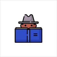 A man wearing a hat and reading a book vector